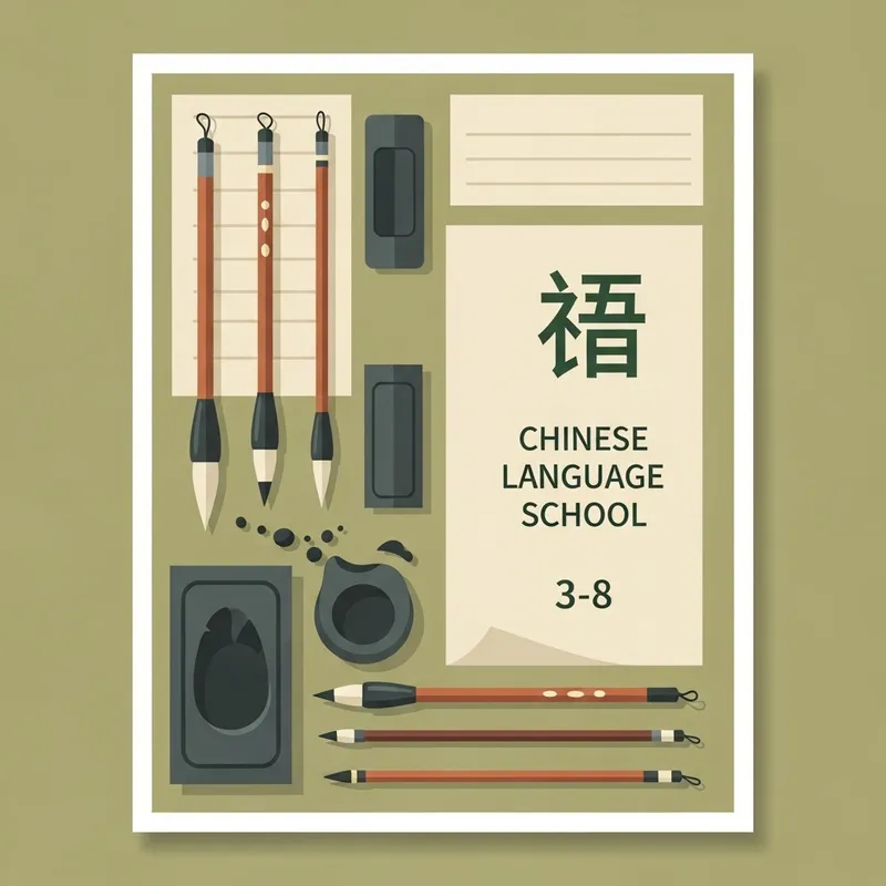 Chinese Writing Tools Poster | Vintage Style Design