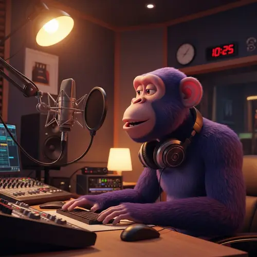Animated Purple Monkey Podcasting Sensation | Studio Scene