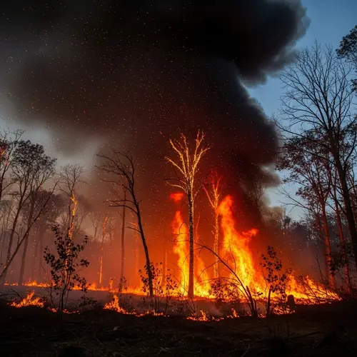 Wild Forest Fire: A Frightening Scene of Uncontrollable Blaze