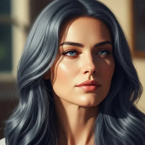 Exquisite Beauty: Woman with Ash-Coloured Hair & Blue Eyes