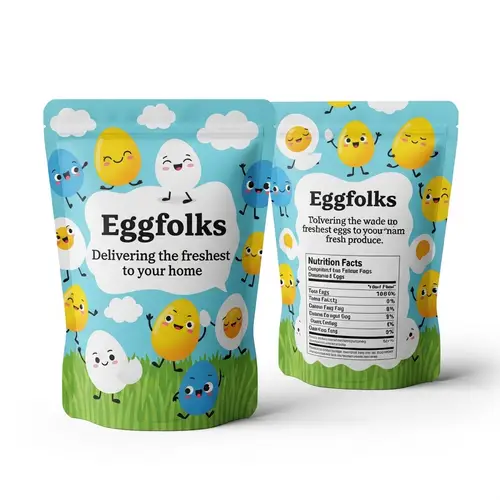 Eggfolks Pillow Pouch Packaging Design | Fresh Eggs Delivery