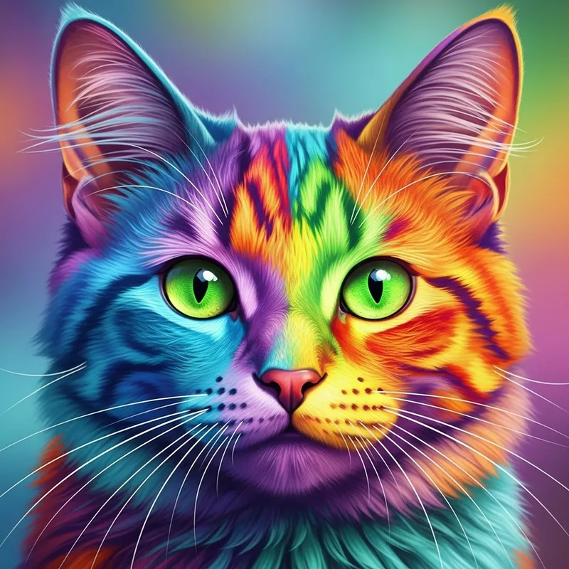 Colorful Cat Face Portrait