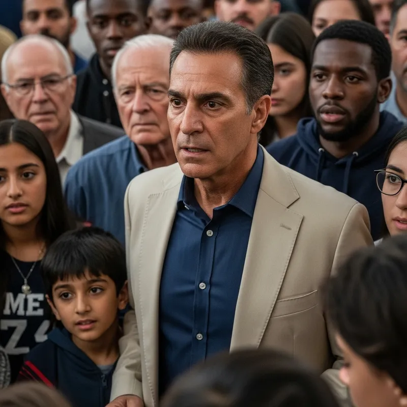 Anxious Man Concealed in Diverse Crowd - Emotional Tension Unfolds Anxious Man Concealed in Diverse Crowd - Emotional Tension Unfolds