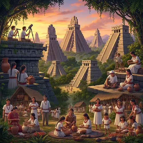Ancient Mayan Civilization in Tropical Jungle