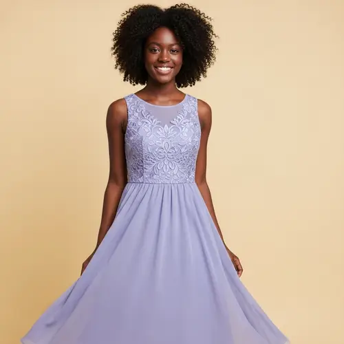 Stylish Black Teen Female in Elegant Dress