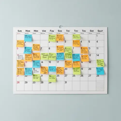 Colorful Sticky Note Wall Calendar for Meetings | Current Month