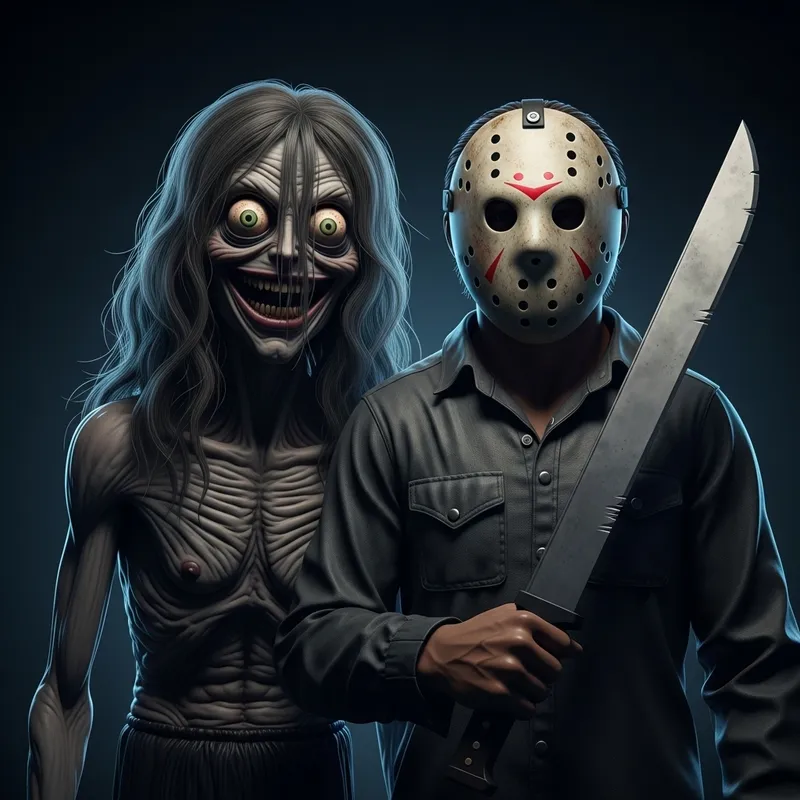 Creepy Meme MOMO and Jason from Friday the 13th Meet