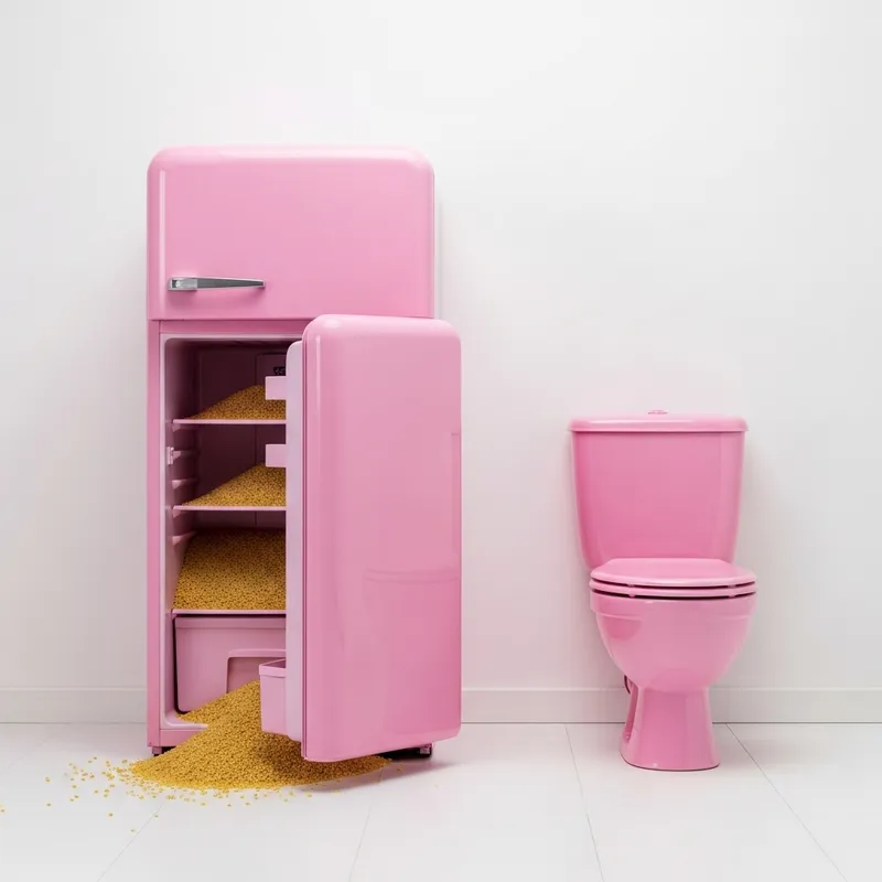 Chic Pink Refrigerator & Toilet Duo