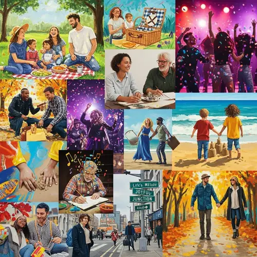 Colorful Life Moments: Joyful Human Experience Collage