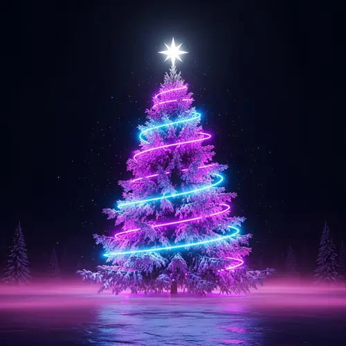 Majestic Christmas Tree with Magical Neon Lights