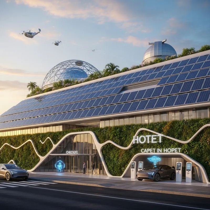Futuristic Sunset Hotel with Green Technology