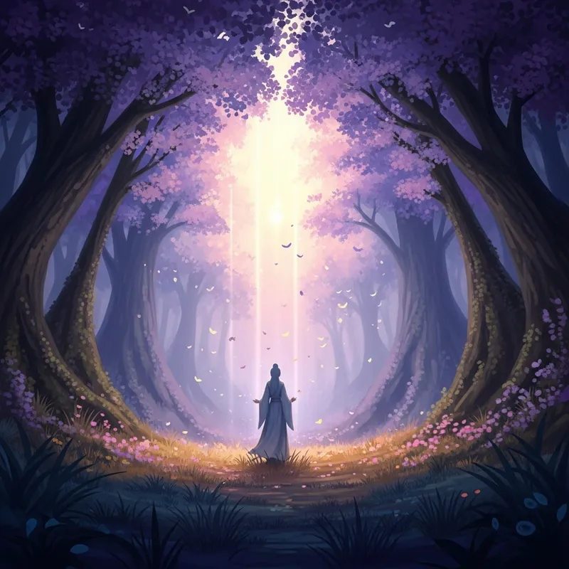 Captivating Figure in Enchanted Forest | Soft Pastel Hues