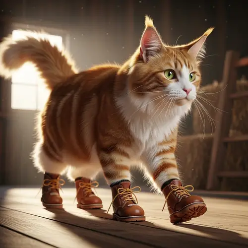 Cat Wearing Boots - Cute Feline Footwear