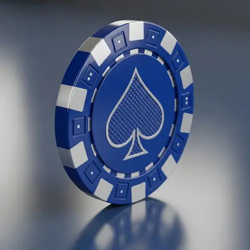 3D Vertical Blue Poker Chip Design