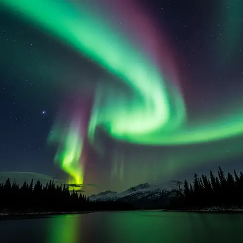 Northern Lights Abstract Painting in Night Sky