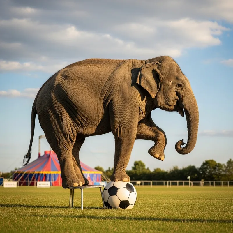 Dynamic Elephant Balancing on Soccer Ball
