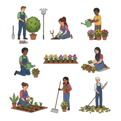 Diverse Gardeners Cultivating a Vibrant Scene of Teamwork