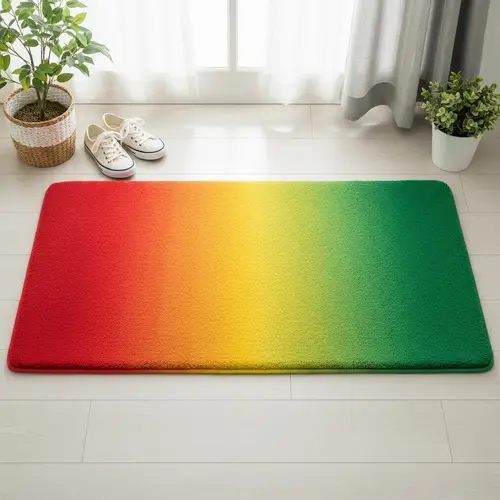 Vibrant Red Yellow Green Floor Mat for Comfort