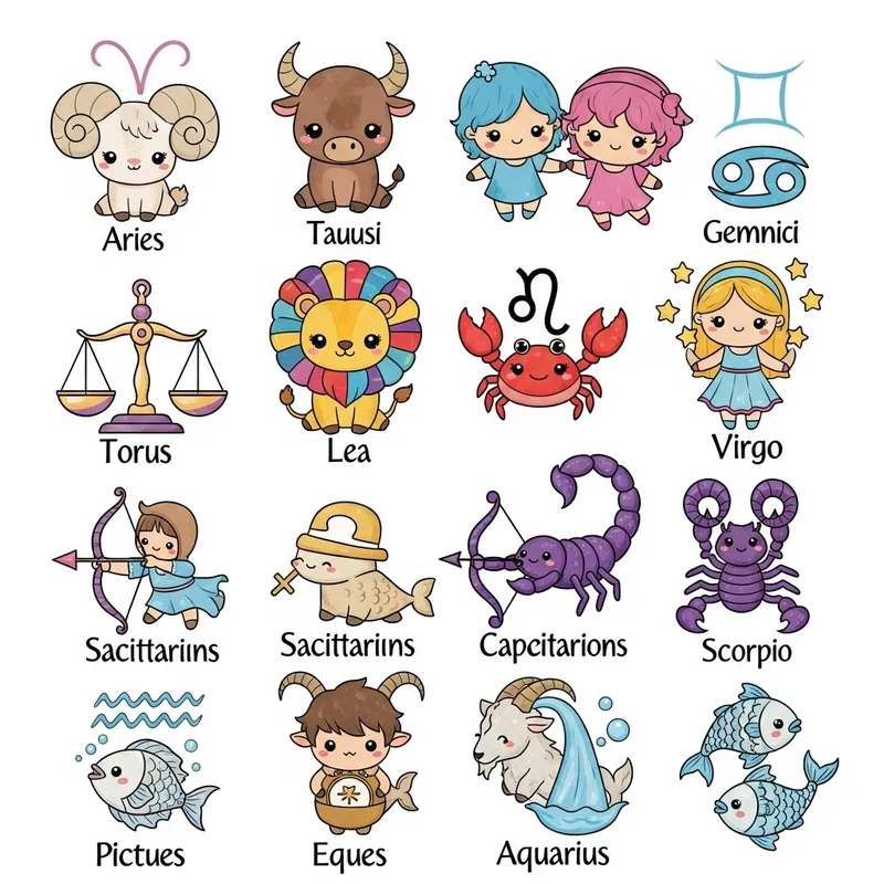 Kawaii Zodiac Signs - Adorable Visual Representations Kawaii Zodiac Signs - Adorable Visual Representations