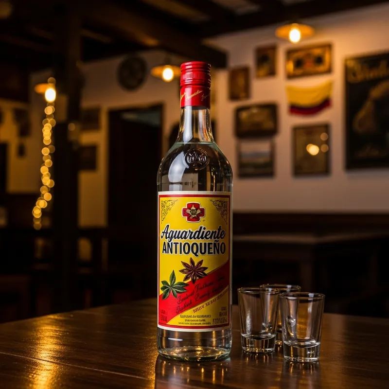 Aguardiente Antioqueño: Colombian Anise Liqueur on Wooden Table