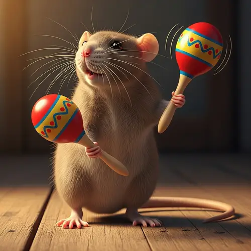 Rat Holding Maracas - Fun Musical Rat