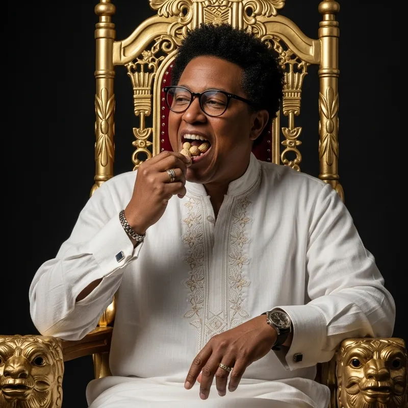 Mexican President on Golden Throne Eating Peanuts Mexican President on Golden Throne Eating Peanuts