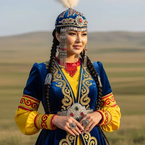 Kazakh Woman in Traditional Outfit | Cultural Elegance
