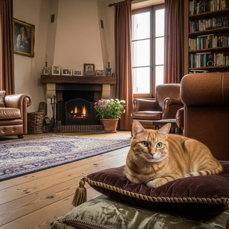 Ginger Cat in Cozy Living Room Scene
