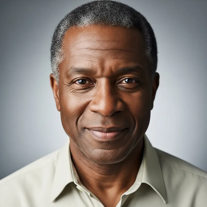 Detailed Portrait of a Kind-Smiling Middle-Aged Individual