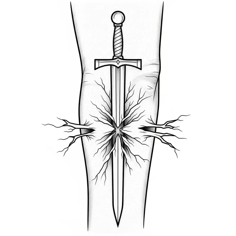Shattered Sword Tattoo Design | Skin Embedment Art