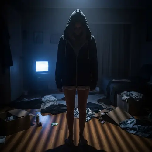 Mysterious Woman in a Dimly Lit Room