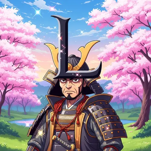 Anime Samurai Illustration with Letter L Head