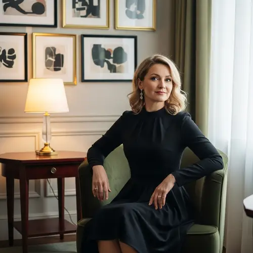 40-Year-Old Woman in Sophisticated Black Attire