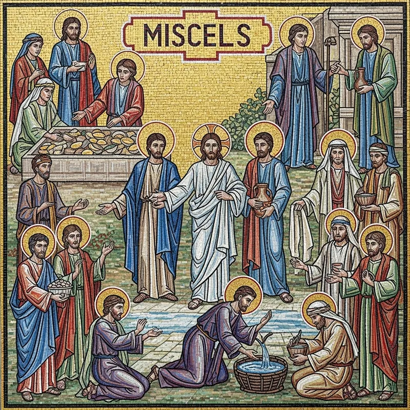 Diverse Jesus Miracles Mosaic Art: Key Episodes Depicted Diverse Jesus Miracles Mosaic Art: Key Episodes Depicted
