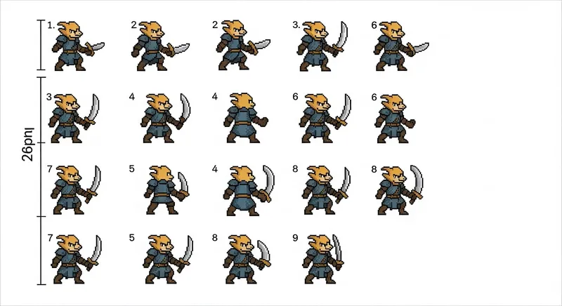 Pixel Art Sprite Sheet: Dungeons & Dragons-Style Character Design