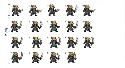 Pixel Art Sprite Sheet for Dungeons & Dragons Style Character
