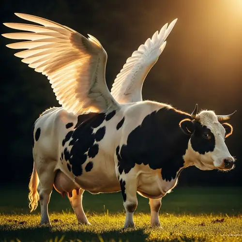 Whimsical Winged Cow – A Fantastical Image
