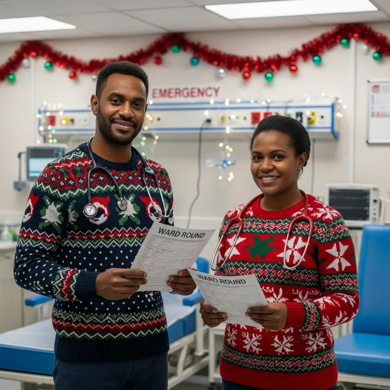 Papua New Guinea Doctor and Nurse - Festive Emergency Department Scene