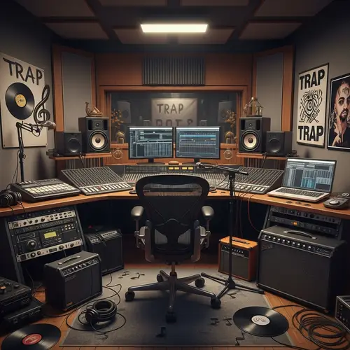 Trap Music Recording Studio Equipment | High-Quality 8k Photo