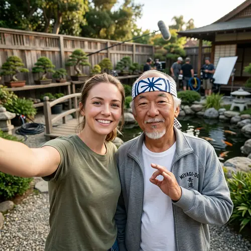 Selfie with Mr. Miyagi at The Karate Kid Set