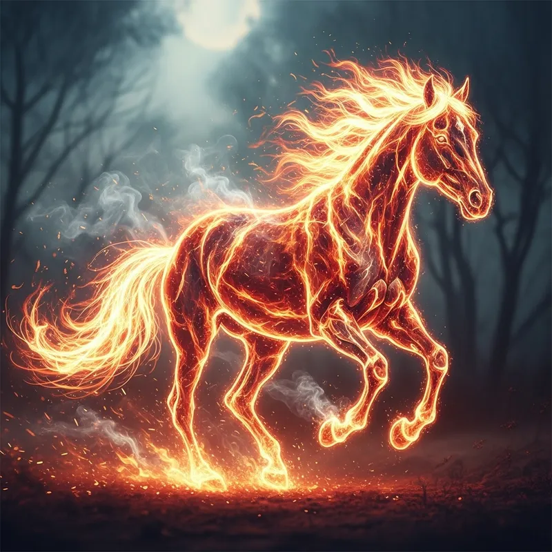 Fantasy Flame Horse - Vibrant Colors & Fiery Gallop