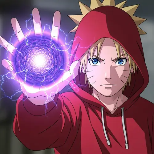 Anime Character with Rasengan Energy Sphere - Illustration