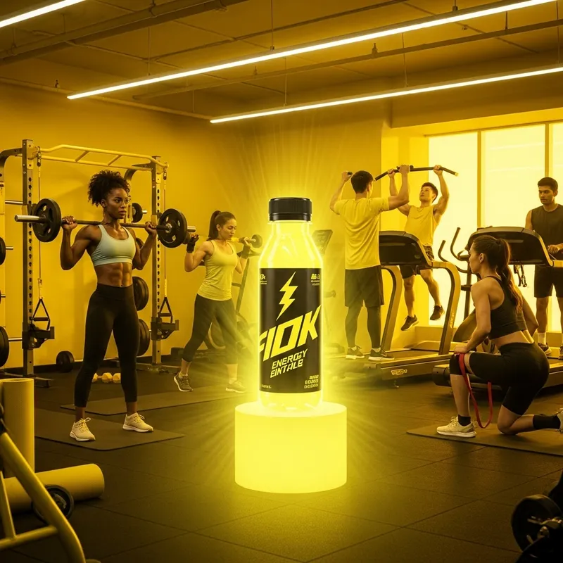 Vibrant Gym Goers Enjoying Energy Drinks Vibrant Gym Goers Enjoying Energy Drinks