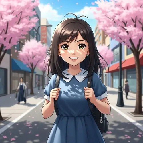 Young Girl with Heart-shaped Face and Beaming Smile