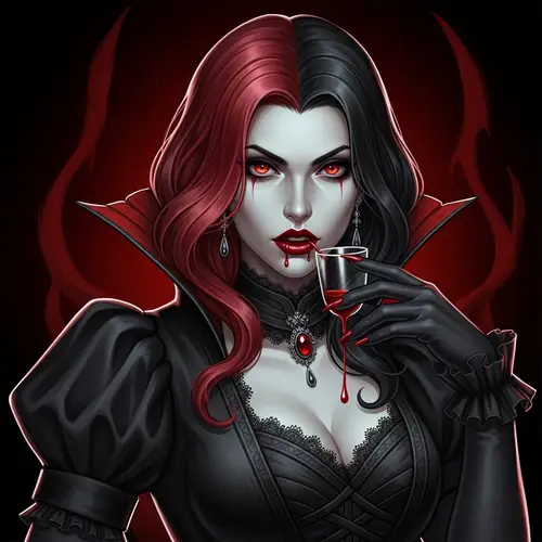 Gothic Vampire Girl: Red & Black Hair