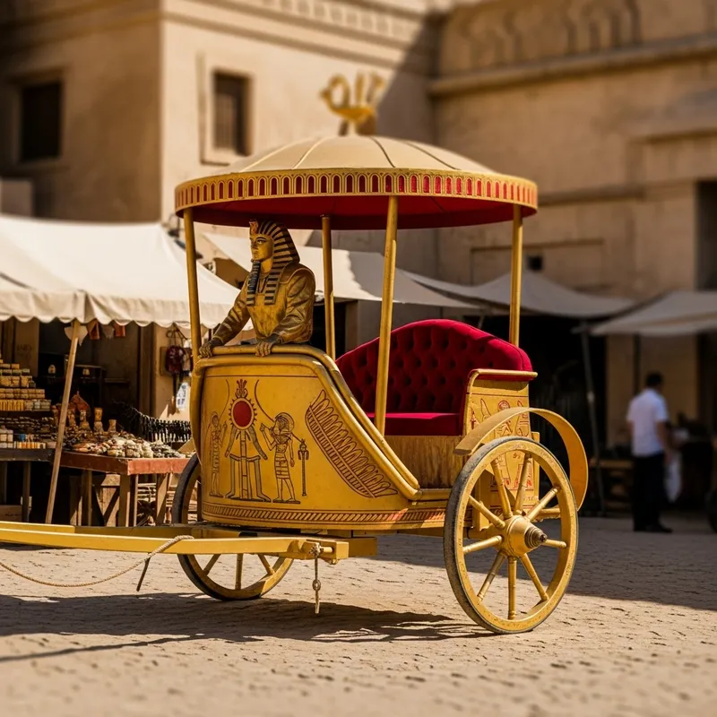 Bustling Marketplace with Majestic Egyptian Chariot