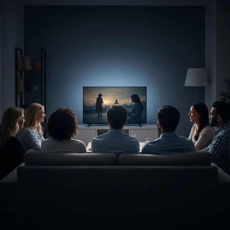Evening Smart TV Viewing with Friends