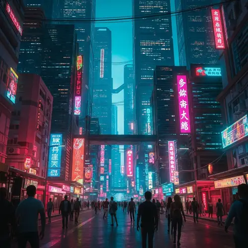 Futuristic Cyberpunk Cityscape | Neon-Lit Skyscrapers & Urban Life