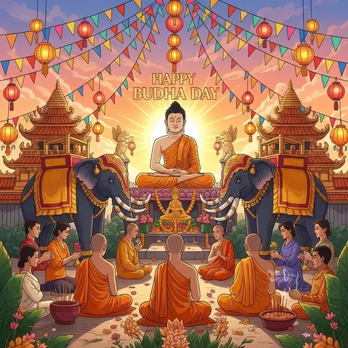 Celebrate Vesak: Vibrant Buddha Day Illustration