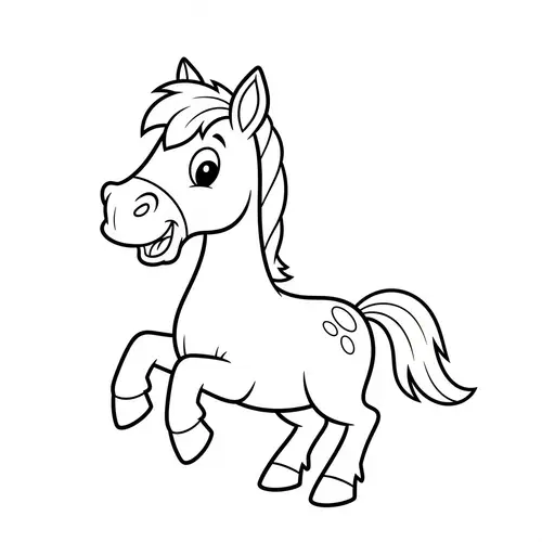 Playful Horse Coloring Page for Kids | Printable Cartoon Design